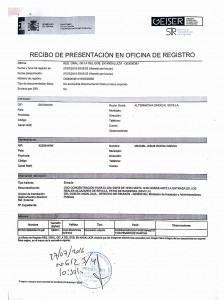 Registro solicitud de concentración ante la Subdelegación del Gobierno de Sevilla