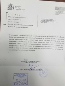 Resolución Inspección de Trabajo de Madrid contra Securitas